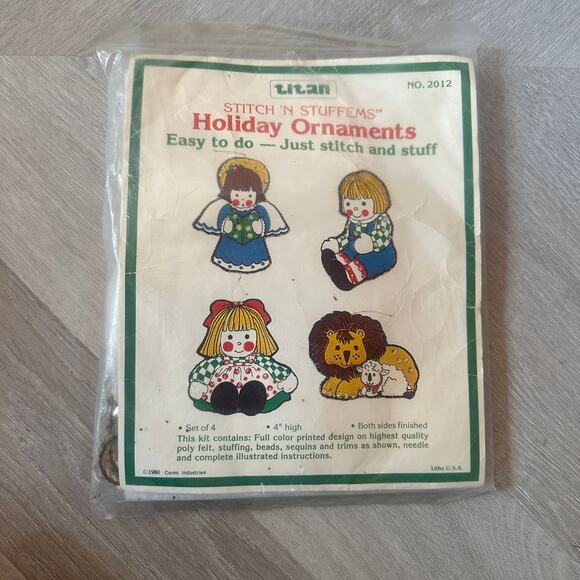 Titan Other - Vintage 1980 Titan Stich n Stuffems Holiday Ornaments Sewing Craft Kit No. 2012